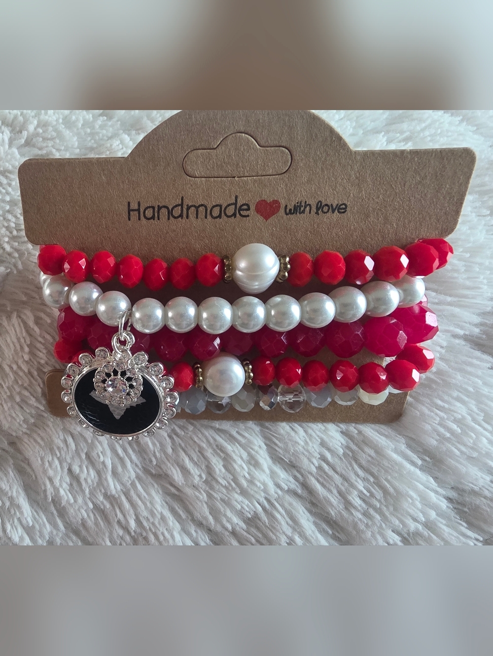 Designer Inspired Charm Bracelet Lot Bundle Red & White